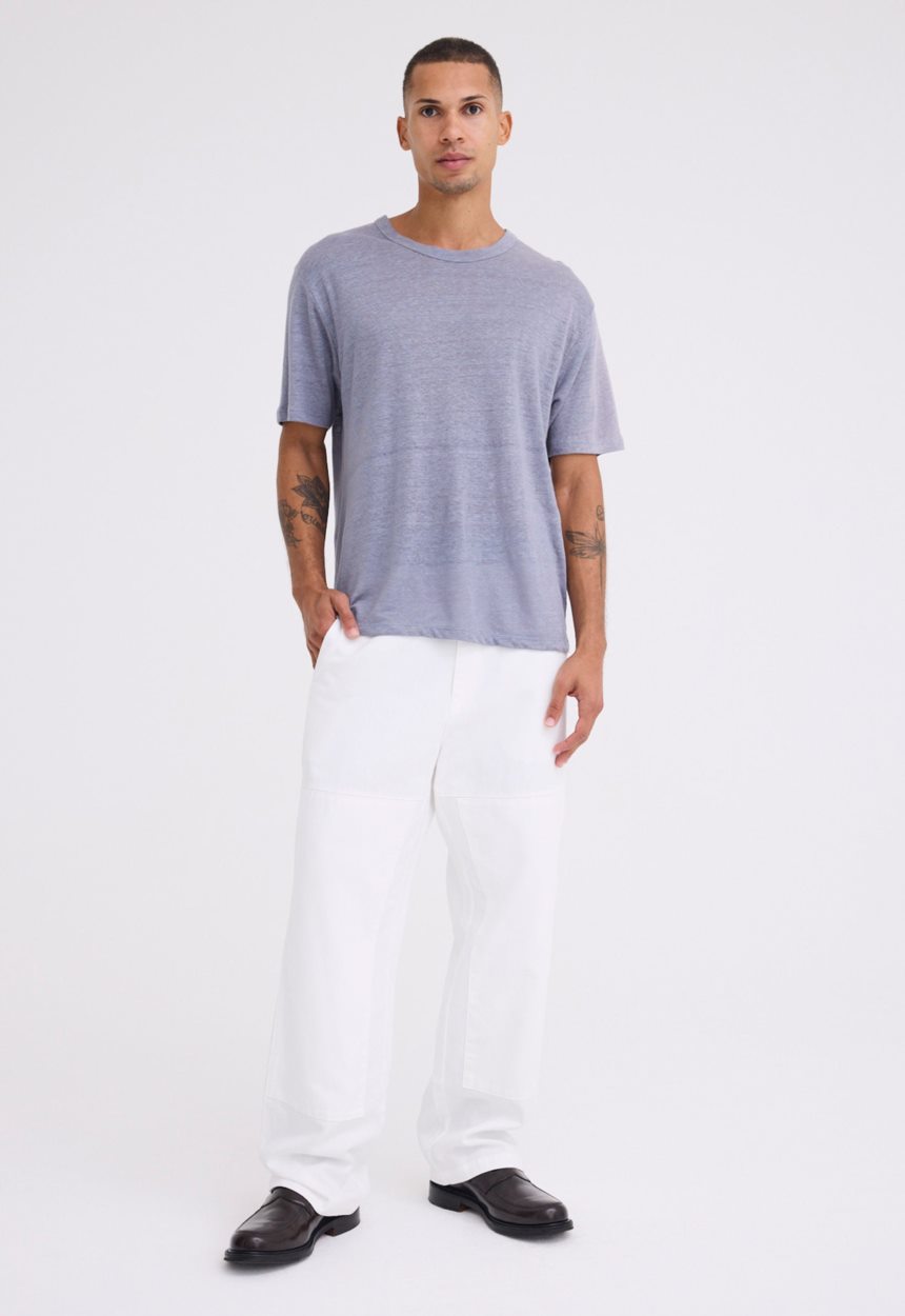 Jac + Jack Line Linen Tee - Blugray Blue